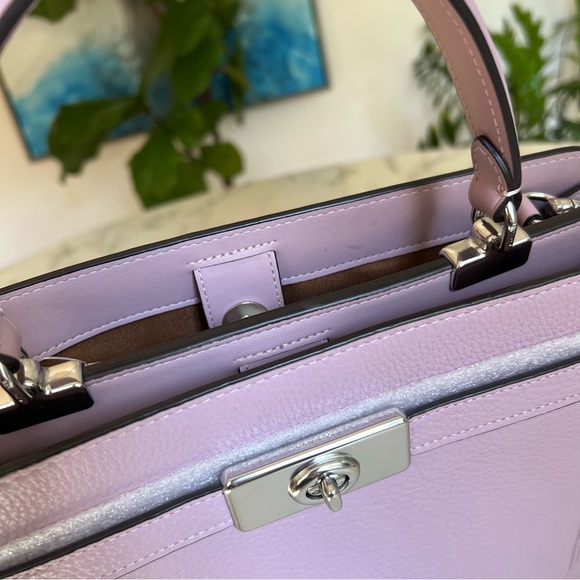 NWT Coach Lane Top Handle Carryall Satchel Crossbody Silver / Ice Purple C8209 - Picture 12 of 14
